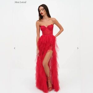 For love and lemons red bustier gown. Size 6